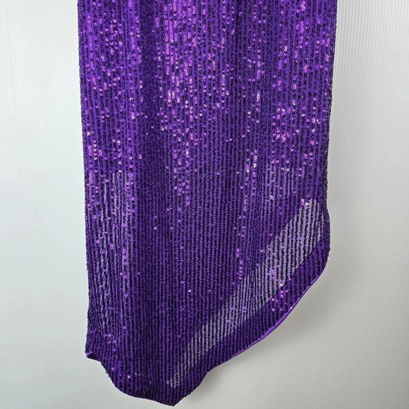 ToccinxRTR Design Collective Purple Party Sequin Asymmetrical Halter Dress Size8 - Picture 8 of 16